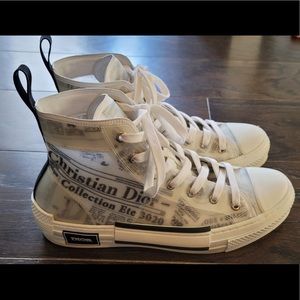 CHRISTIAN DIOR X DANIEL ARSHAM Newspaper Print B23 High Top Sneakers